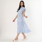 Women's Light Blue Ruffled Neck Romantic Dress, हल्का नीला, small image number null