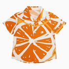 Boys Bright Orange Half Sleeve Cuban Collar Casual Shirt, Orange, small image number null