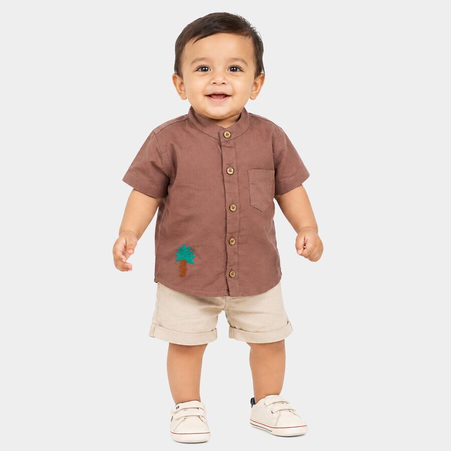 Infants' Shirt, Brown, large