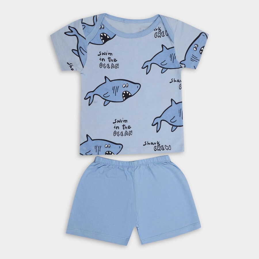 Infant Boys' 100% Cotton Baba Suit , मध्यम नीला, large