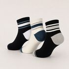 Men's Ankle Length Socks Pack of 3 ( Ecru, Black, Navy ), Black, small