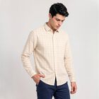 Men's Yellow Cotton Long Sleeve Spread Collar Shirt, Yellow, small