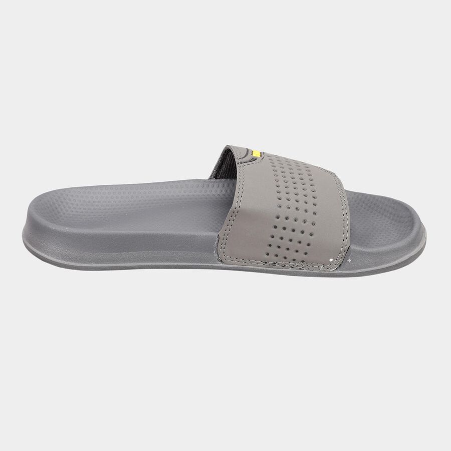 Men Solid Slip-On Casual Sandals, Dark Grey, large image number null