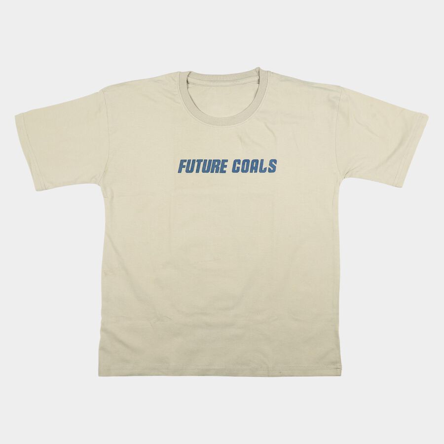 Boys Grey Round Neck Casual Boys T-Shirt, हल्का ग्रे, large