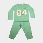 Boys Mint Green Round Neck Graphic Print Baba Suit, हल्का हरा, small