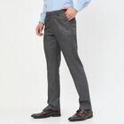 Men's Dark Grey Slim Fit Flat-Front Formal Trousers, Dark Grey, small