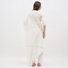 Women's White Cotton Notch Neck Embroidered Kurta, Off White, small image number null