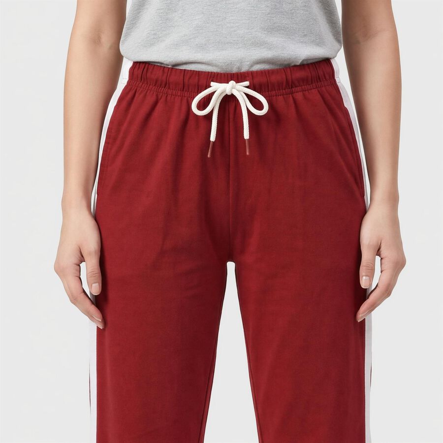 Women's Maroon Straight Fit Side-Striped Track Pants, Maroon, large