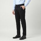 Men's Navy Blue Slim Fit Casual Trousers, Navy Blue, small