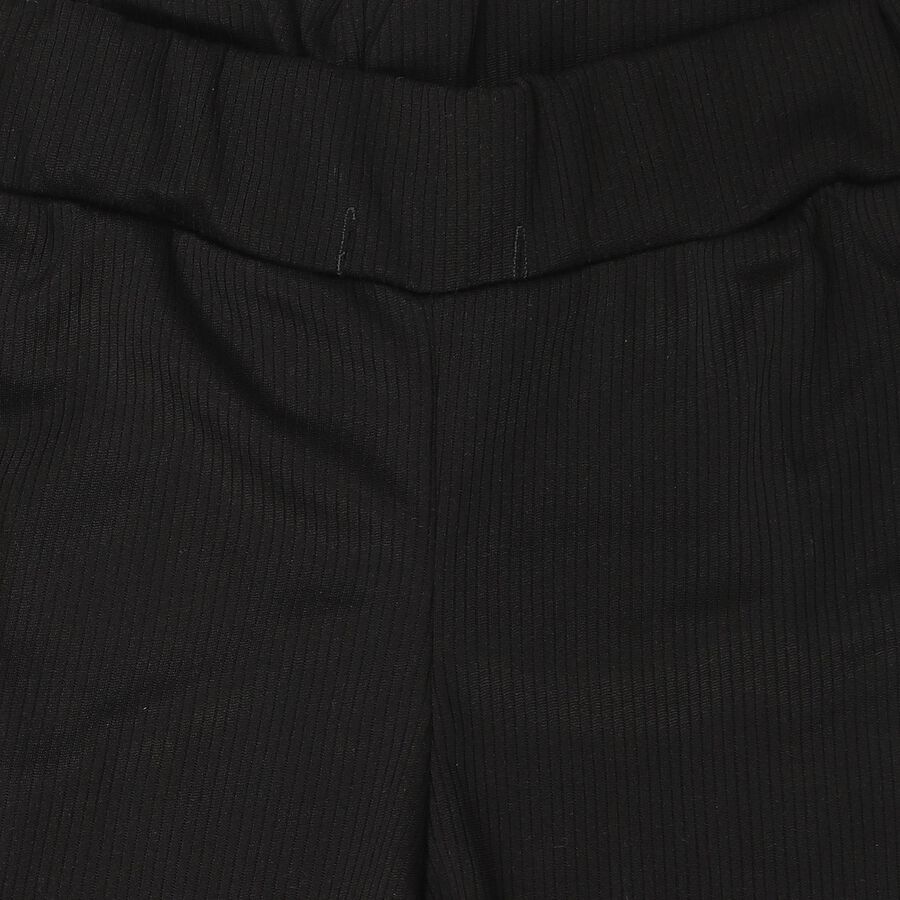 Girls Black Relaxed Fit Ribbed Palazzo Pyjama, Black, large