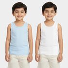 Boys Light Blue Cotton Round Neck Sweater Vest, हल्का नीला, small