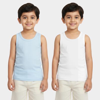 Boys Light Blue Cotton Round Neck Sweater Vest