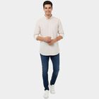 Men's Beige Cotton Classic Casual Shirt, Beige, small