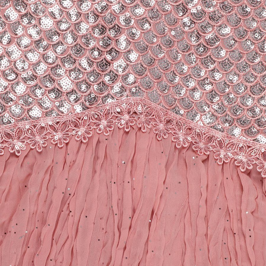 Girls Dusty Pink Sleeveless Sequin Top and Sharara Fusion Set, Pink, large image number null