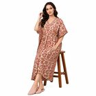 Women's Light Pink V-Neck Kaftan Nighty, Light Pink, small
