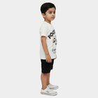 Boys White Round Neck Football Printed Baba Suit, White, small