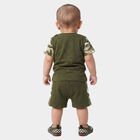 Infants' Olive Green 100% Cotton Round Neck Camouflage Printed Baba Suit, ओलिव, small