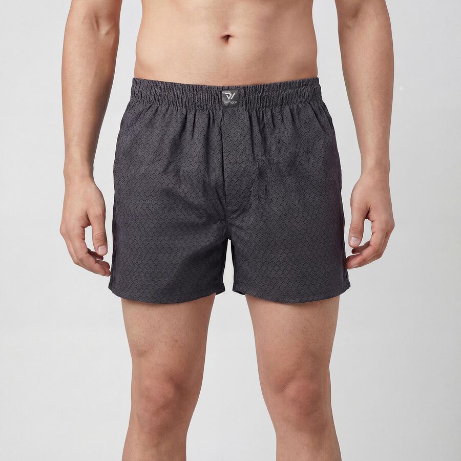 Men's Dark Grey Regular Fit Solid Boxers, गहरा ग्रे, large