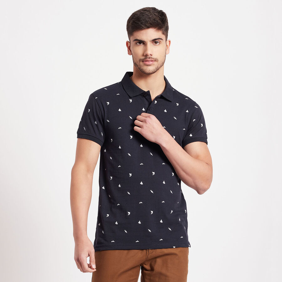 All Over Print Polo Shirt, Navy Blue, large image number null