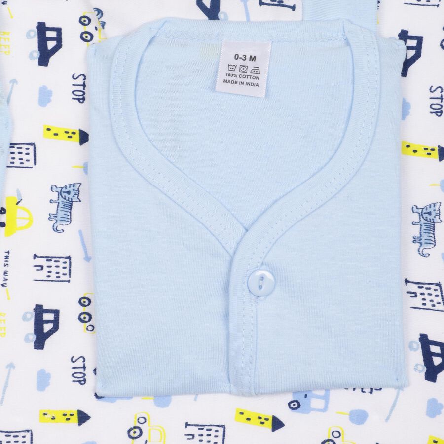 Infants' Cotton Gift Set 5 Pc&nbsp;Gift&nbsp;Set&nbsp;(Top, Shorts, Sheet, Cap, Bib), Light Blue, large