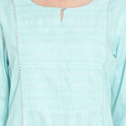 Cotton Embroidered 3/4Th Sleeves Kurta, Light Blue, small image number null