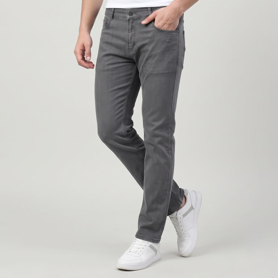 Men's Grey Slim Fit Washed Jeans, Light Grey, large