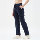 Women's Muted Graphite Grey Regular Fit Track Pants, Navy Blue, small