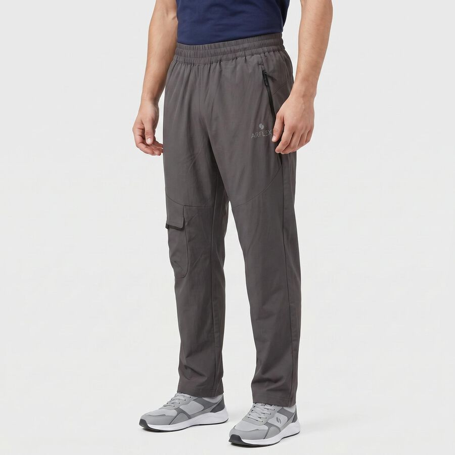 Men's Dark Grey Straight Fit Cargo Track Pants, Dark Grey, large