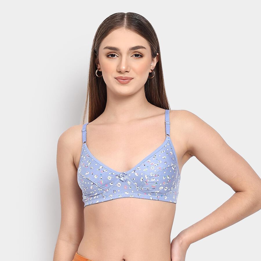 Ladies' 100% Cotton Bra , मध्यम नीला, large image number null