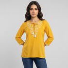 Women's Yellow Solid Straight Kurti, Yellow, small