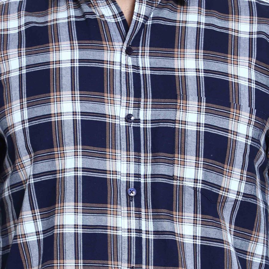 Cotton Checks Casual Shirt, Brown, large image number null
