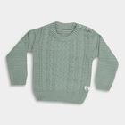 Infants' Light Sage Green Crew Neck Cable Knit Pullover, हल्का हरा, small image number null