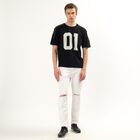 Men's Black Cotton Round Neck Numeric Printed T-Shirt, Black, small