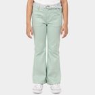 Girls' Mint Green Flared Fit Belted Jeans, Light Green, small