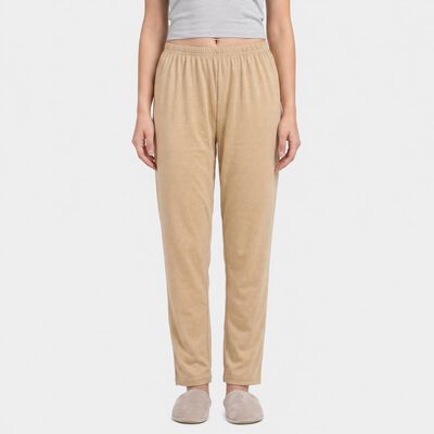 Women's Beige Straight Fit Polka Dot Pyjama
