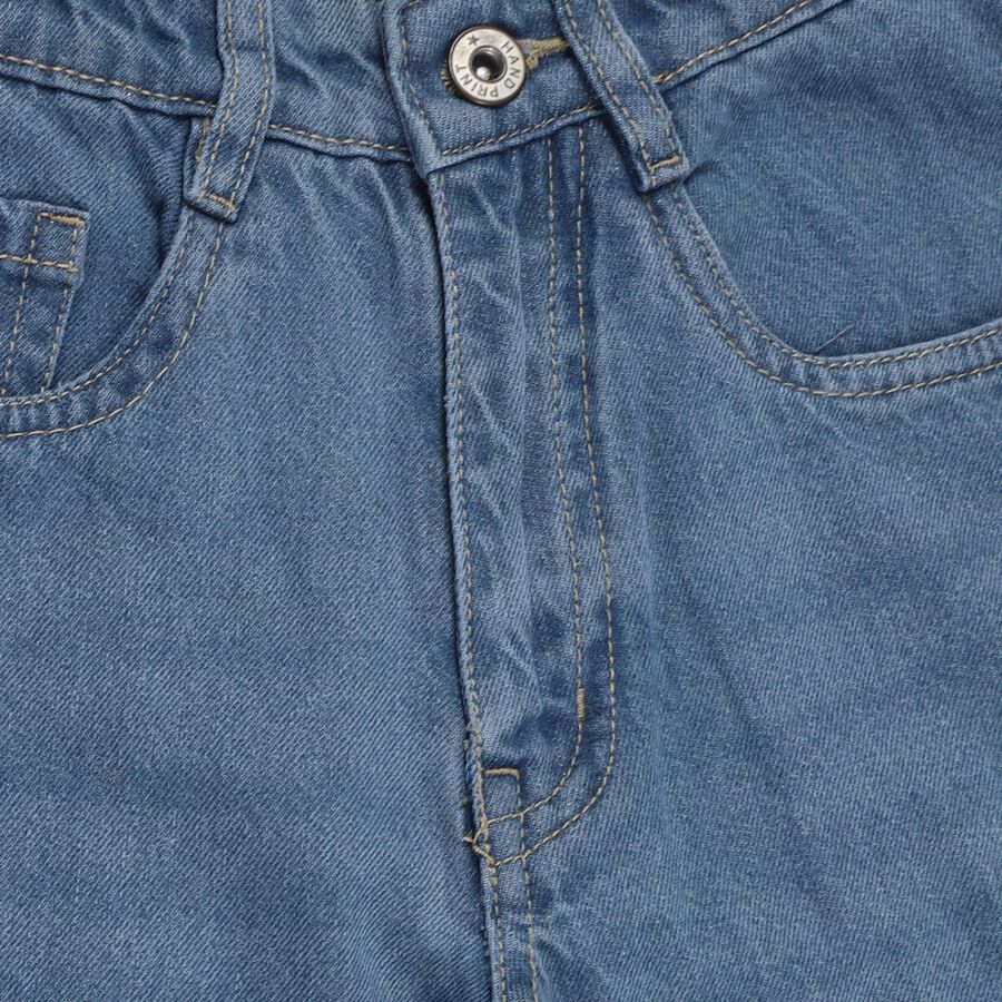 Girls' Light Blue Relaxed Fit Cargo Jeans, Mid Blue, large image number null