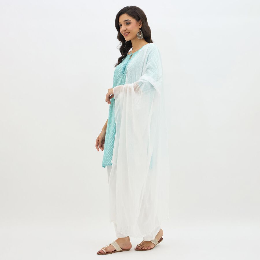 Women's Bright White Solid Dupatta, White, large image number null