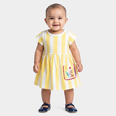 Infants' Yellow Striped Fit and Flare Frock