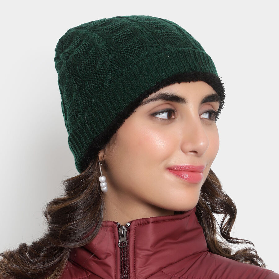 Solid Winter Cap, Dark Green, large image number null