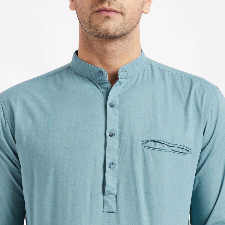 Cotton Solid Casual Shirt, Mid Blue, large image number null