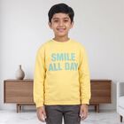 Boys' Yellow Crew Neck Graphic Print Sweatshirt, Yellow, small