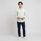 Men's Mint Green Cotton Mandarin Collar Shirt, Light Green, small