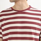 Men's Deep Brick Red Round Neck Casual T-Shirt, Red, small image number null