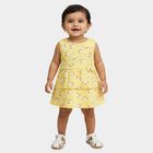 Infants' Bright Yellow Regular Fit Floral Printed Tiered Frock, Yellow, small
