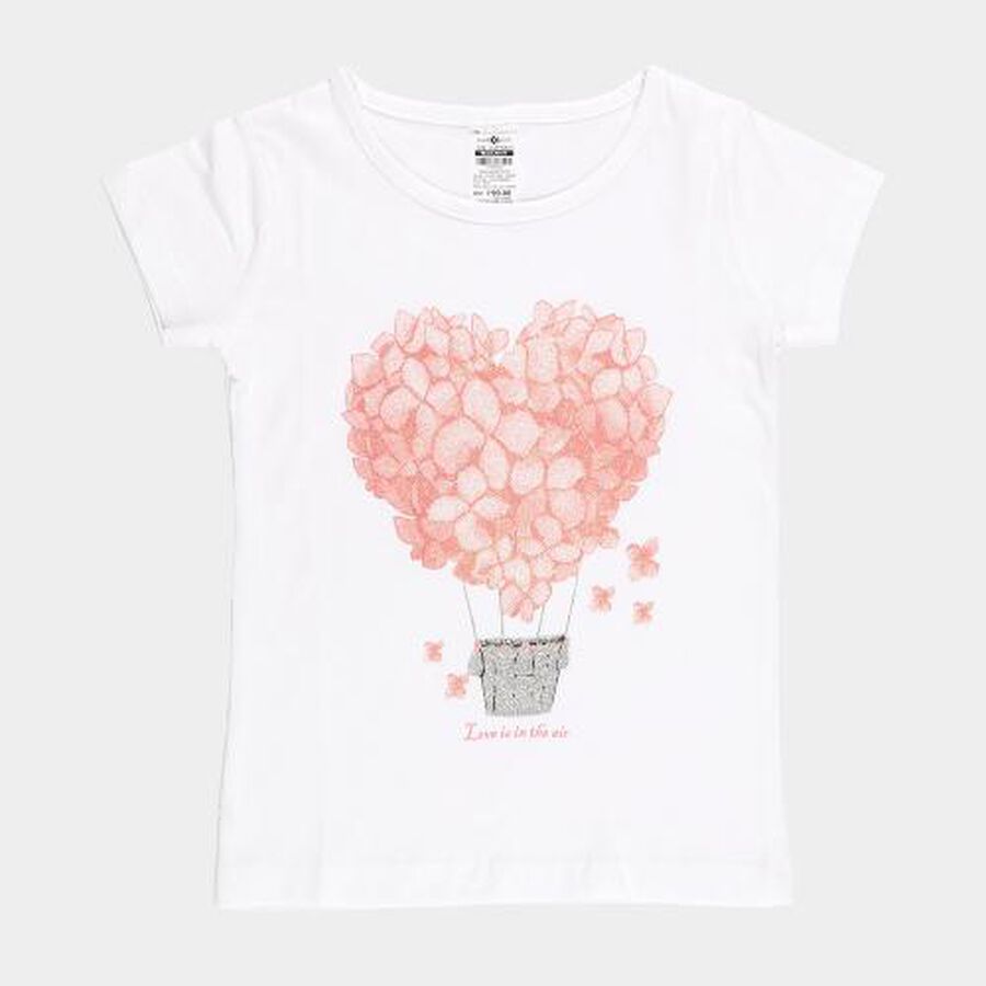 Girls' 100% Cotton T-Shirt, सफ़ेद, large image number null