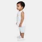 Infants Light Blue Cotton Crew Neck Casual Upper and Bottom Set, Light Blue, small