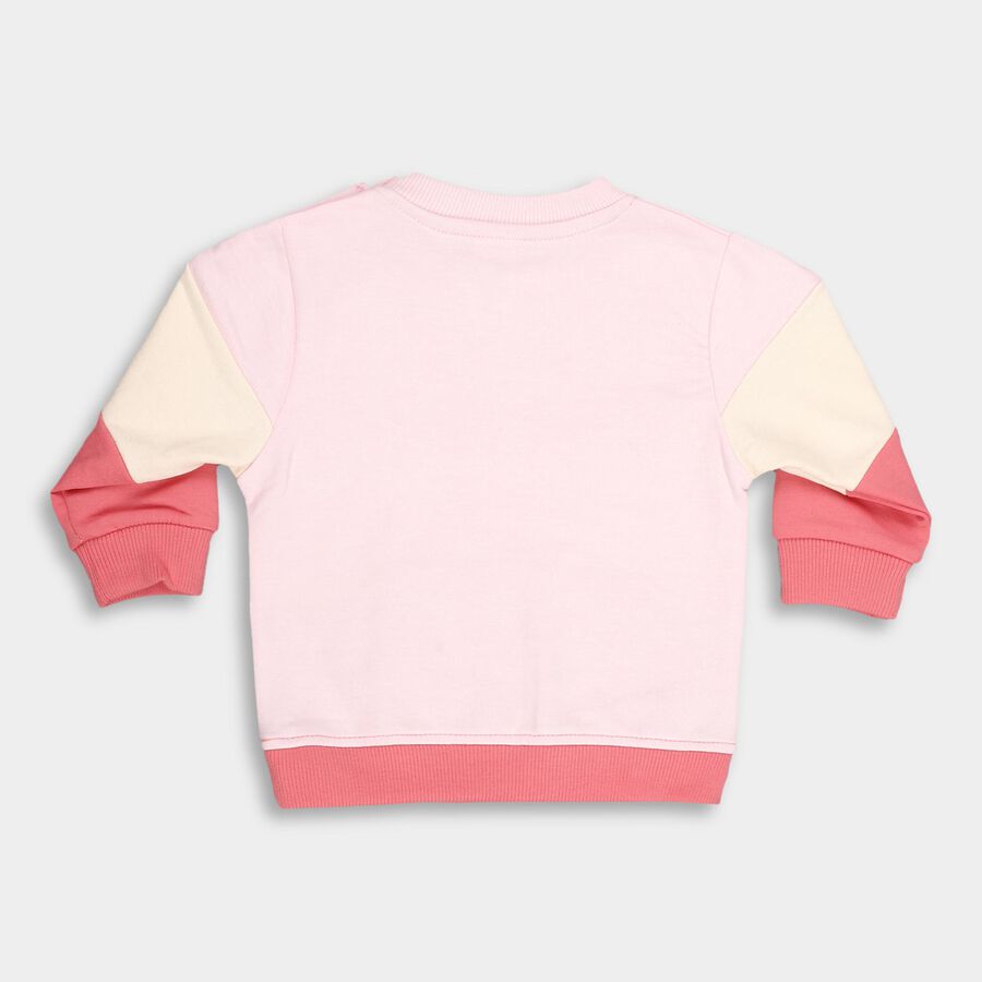 Infants Light Pink Crew Neck Casual Sweatshirt, हल्का गुलाबी, large image number null