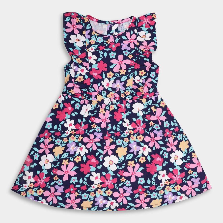 Girls' 100% Cotton Frock , नेवी ब्लू, large image number null