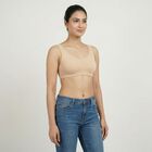 Women's Beige Wireless Seamless Bra, गहरा पीला, small