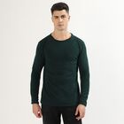 Men's Dark Forest Green Crew Neck Slim Fit Pullover, गहरा हरा, small image number null
